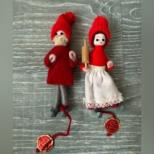 2 x vintage handmade Anne Beate Design Nisse Pixie dolls